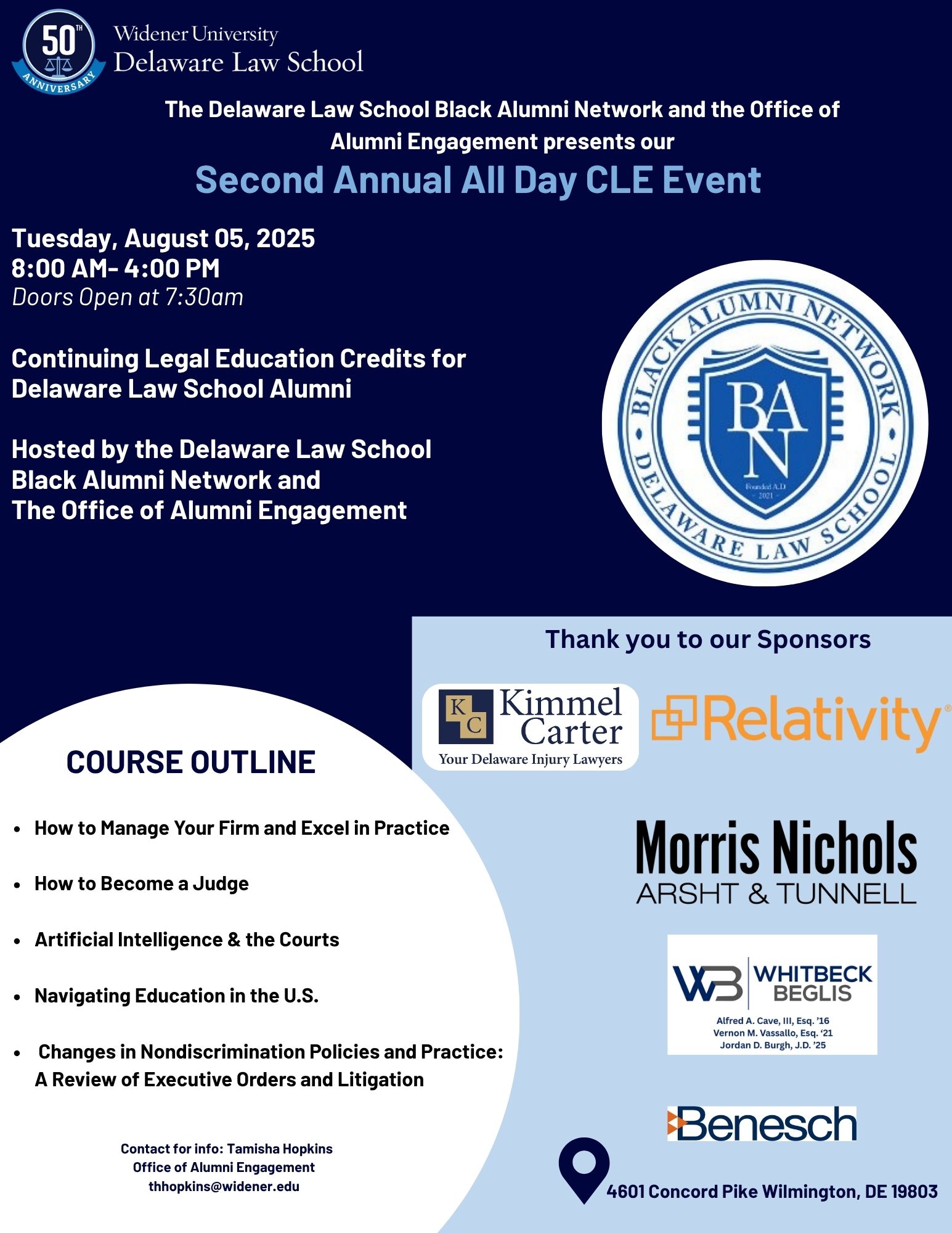 Delaware Law's School's Black Alumni Network's Flyer for the Second Annual All Day CLE