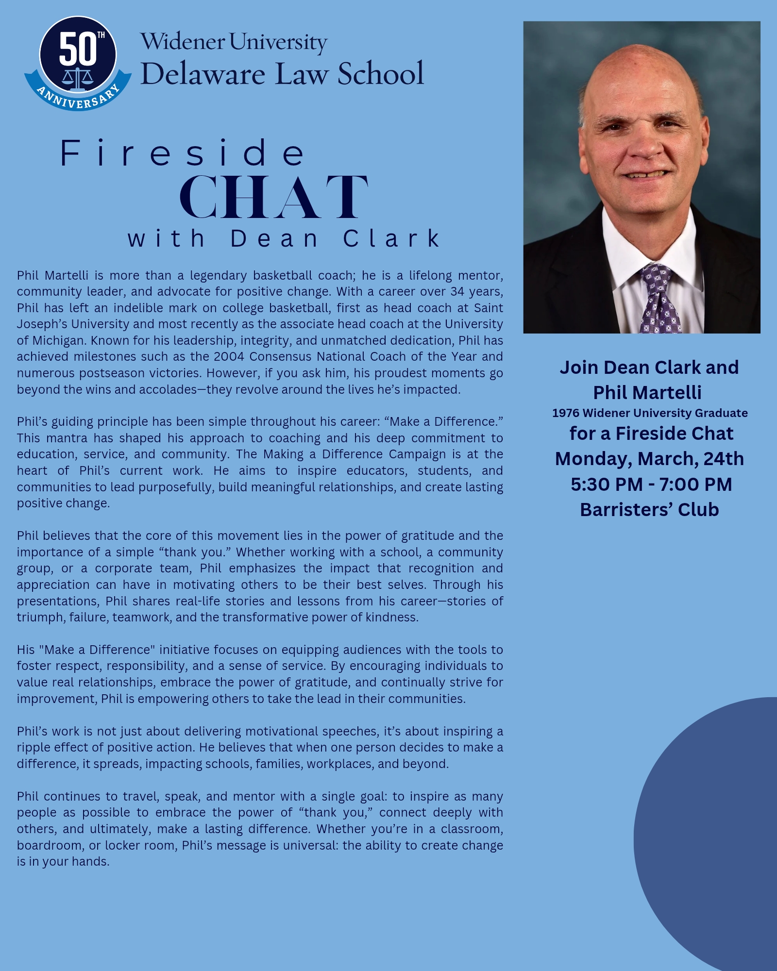 Fireside Chat with Dean Clark and Phil Martelli Flyer Image