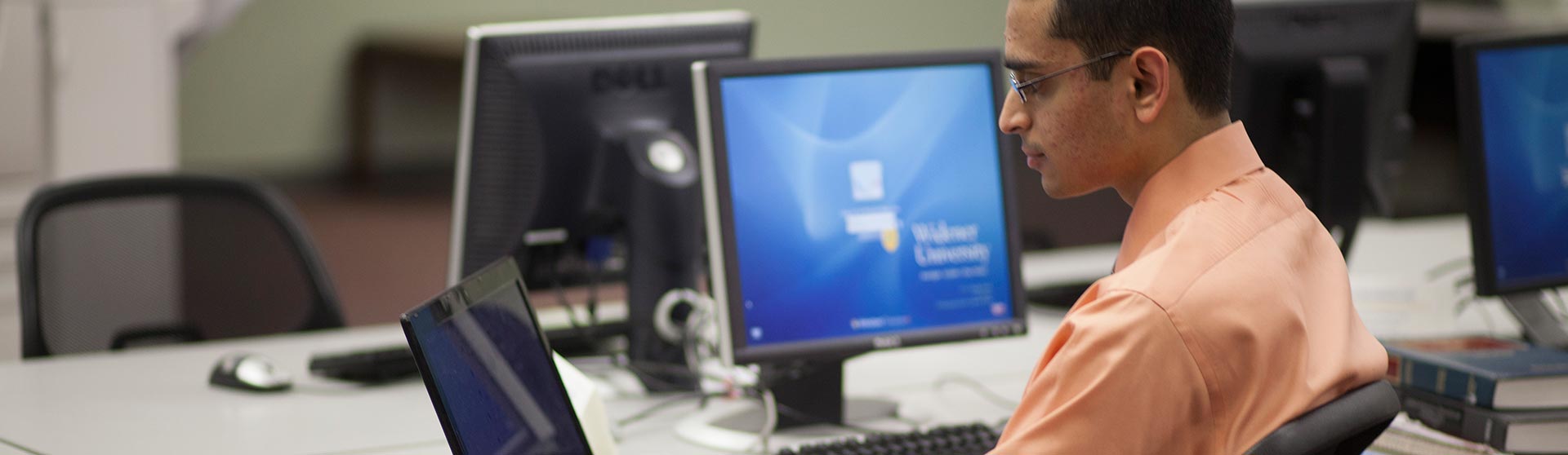 Student in front of a computer